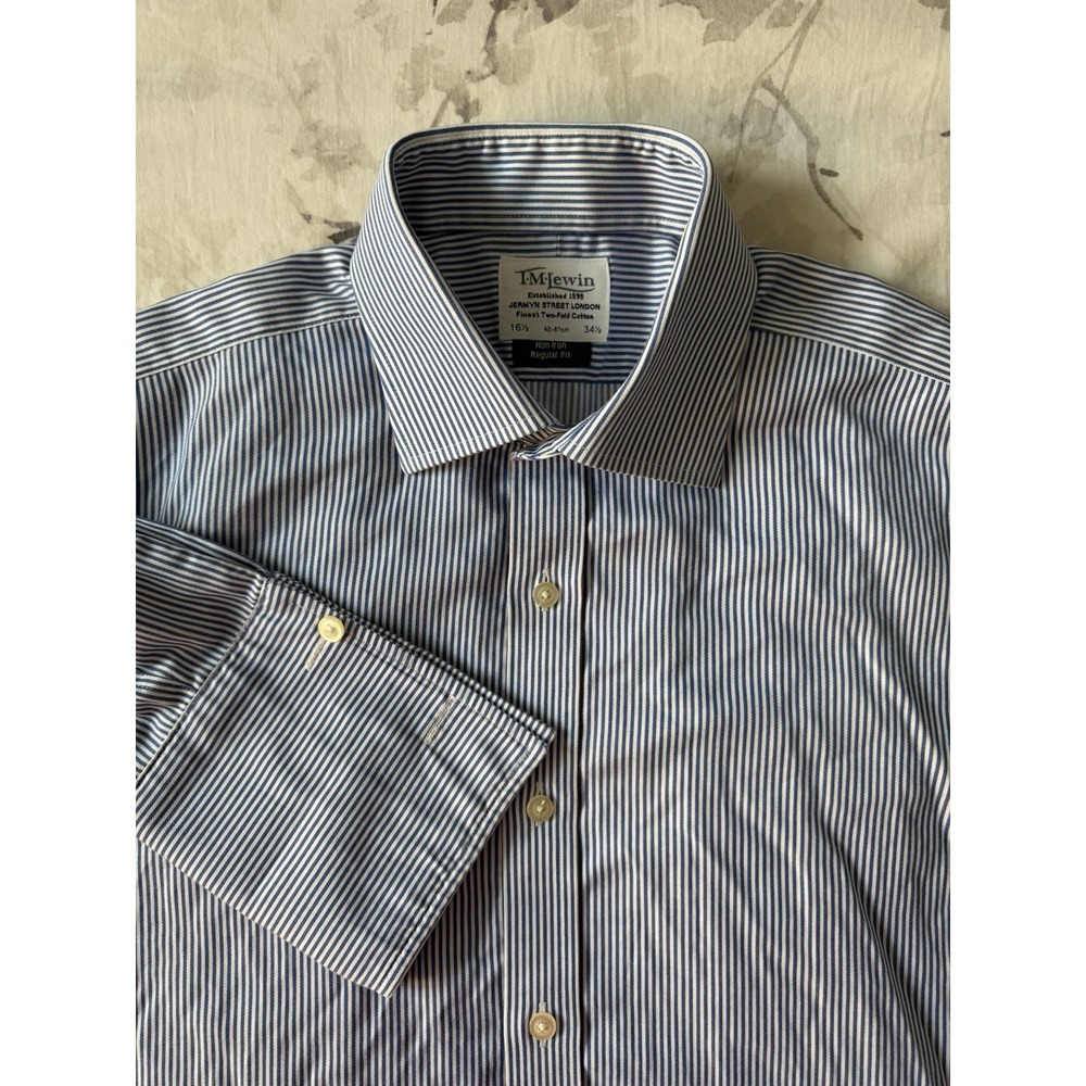 TM Lewin Non Iron Dress Shirt French Cuff Regular Fit Two Fold Cotton London EUC